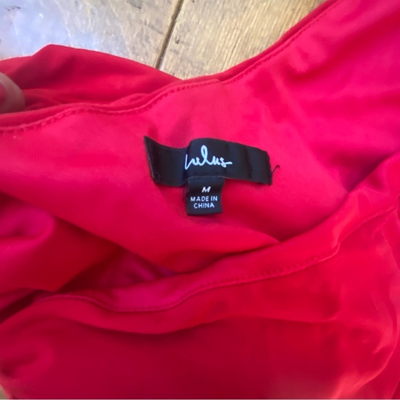 Lulus Red Ruched One-Shoulder Bodycon Midi Dress - Picture 8 of 8
